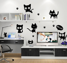 【厂家直销】AY6055 黑猫 个性创意贴 第五代 可移墙贴 PVC透明膜