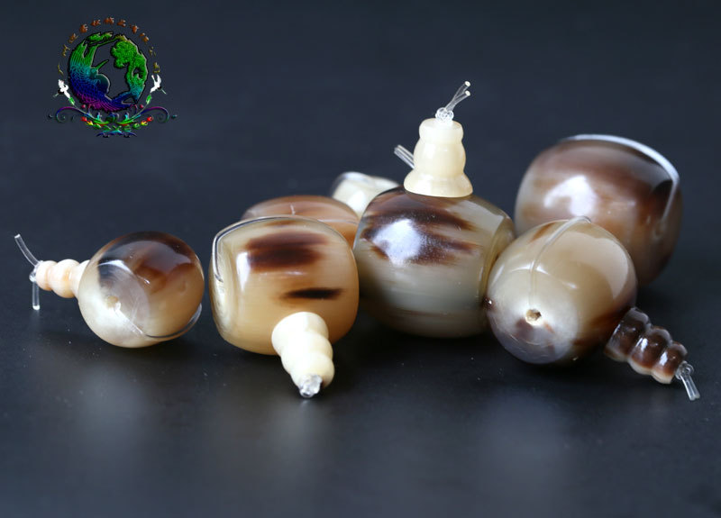 天然牦牛角三通佛头 藏式三通 星月菩提佛珠diy饰品配件厂.