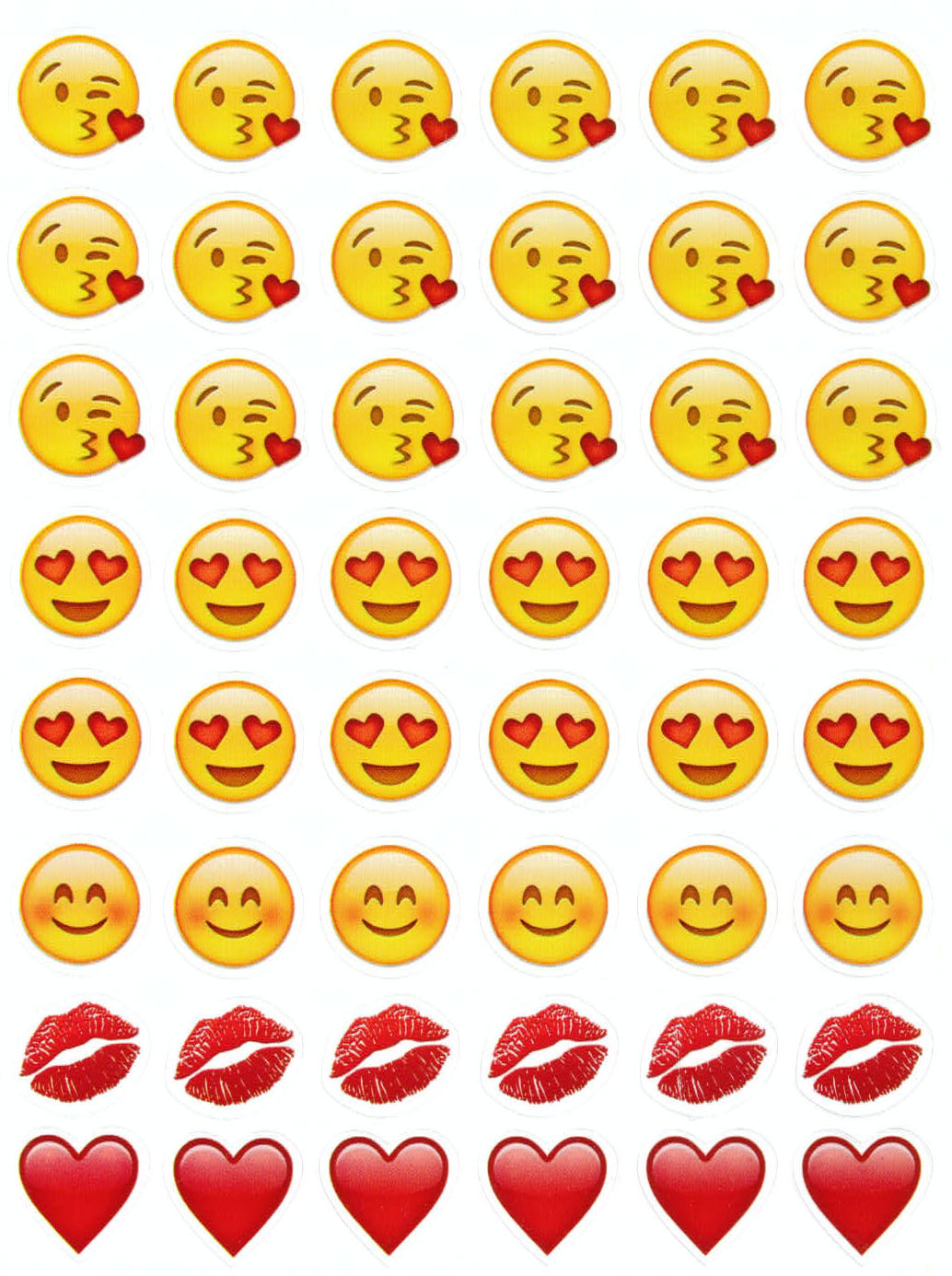 苹果emoji表情贴纸全新love&kiss emoji墙贴含288个表情6张/套
