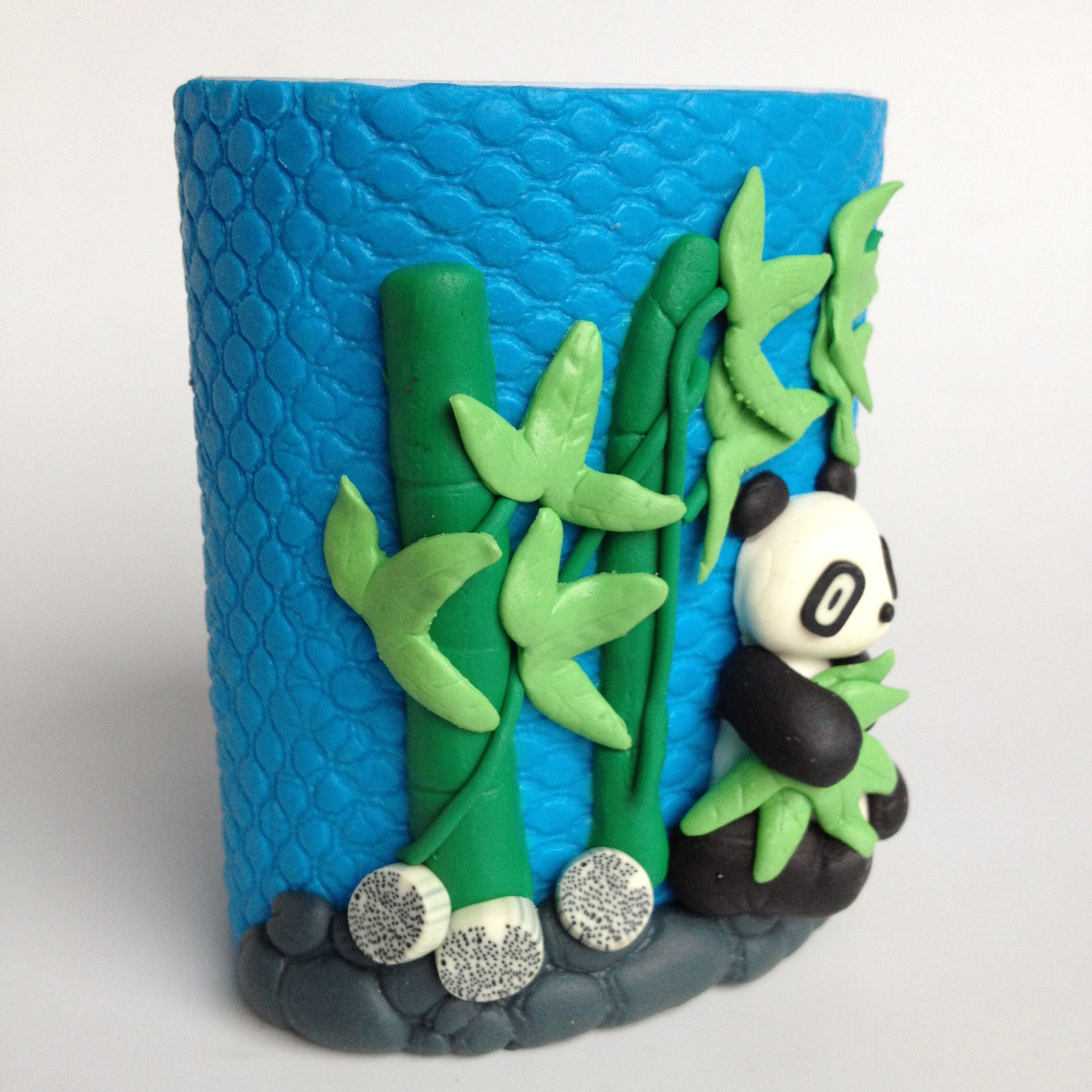 创意卡通笔筒动物塑料软陶工艺礼品摆件圆形广告办公收纳笔筒