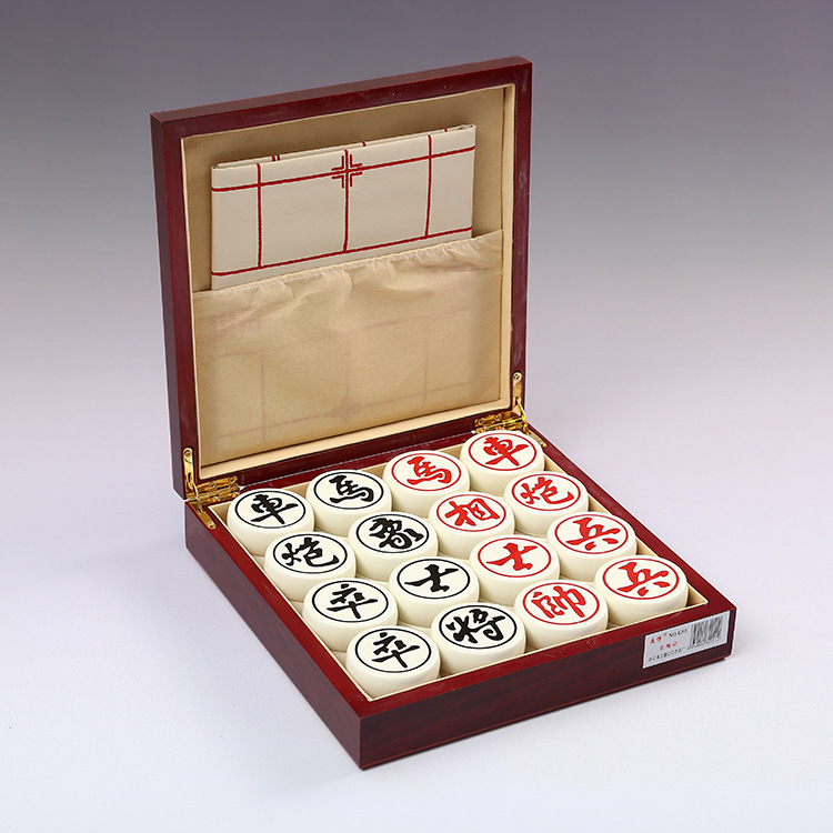 中大号加重型高档象牙色中国象棋树脂方木盒装g50
