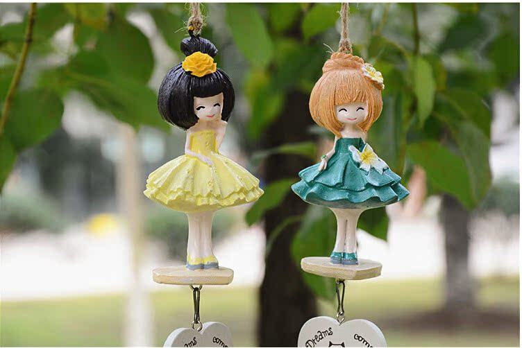 卡通花花姑娘风铃 可爱女孩铃铛 创意家居挂件精品店学生礼品厂家