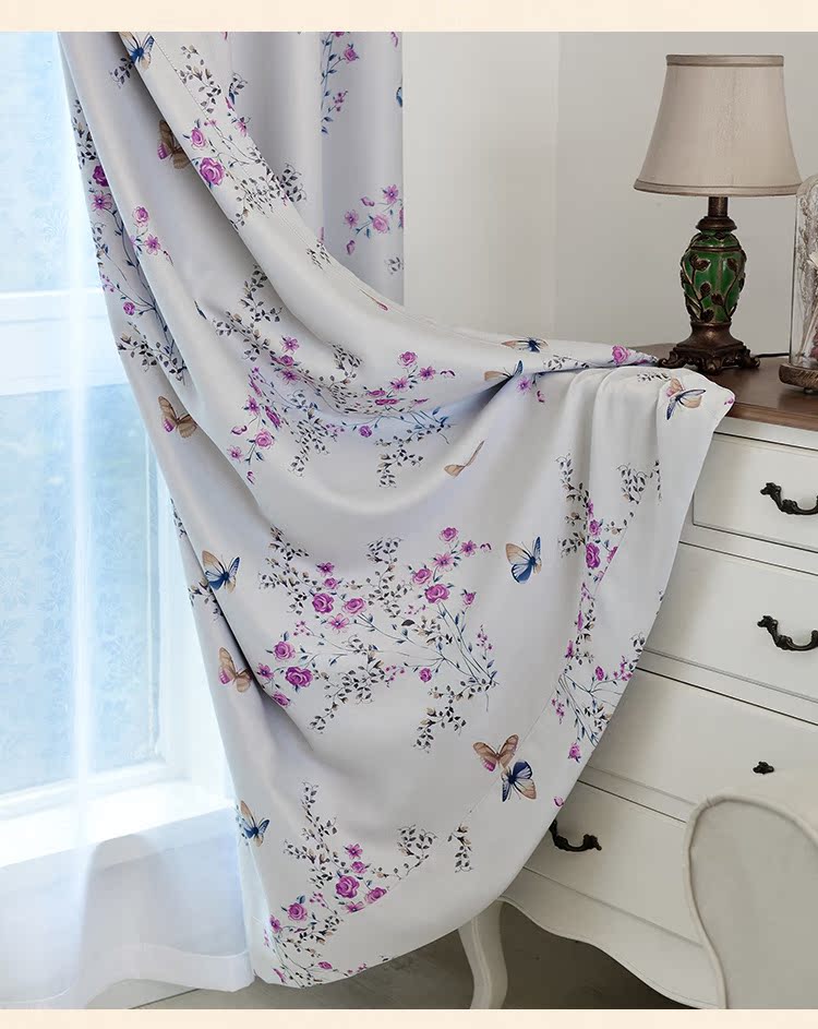 柯桥轻纺高档大气欧式印花窗帘阳台印花客厅卧室飘窗纱帘定制批发