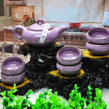批发紫色冰裂釉礼品陶瓷茶具7件套装纹手绘茶具套装厂家直销