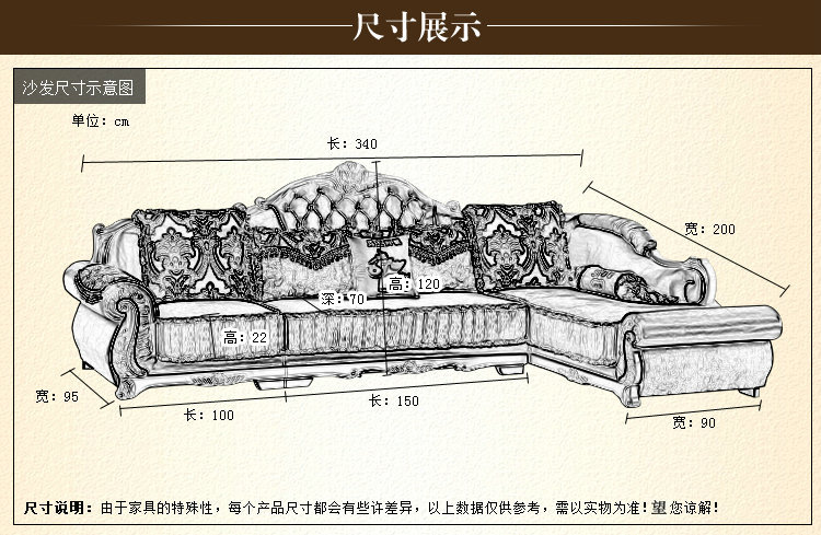 高档布艺转角沙发 小户型精美客厅转角组合沙发 新款美式布艺沙发