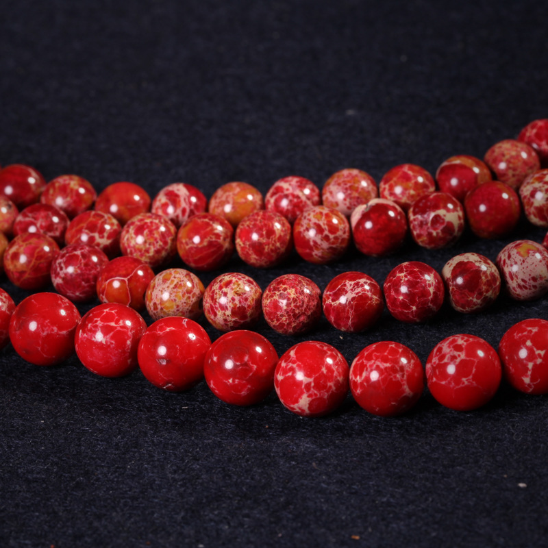 天然巴西红色帝皇石散珠半成品 diy佛珠手链配件材料散珠批发