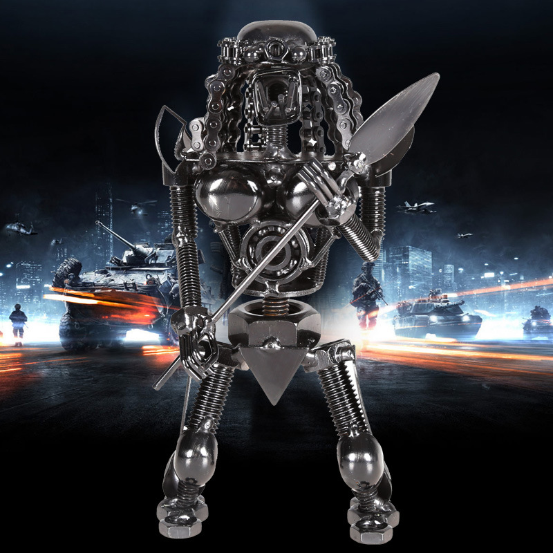 mettle  铁皮机器人怪兽模型摆件 异形铁血战士 酒吧柜台装饰y32