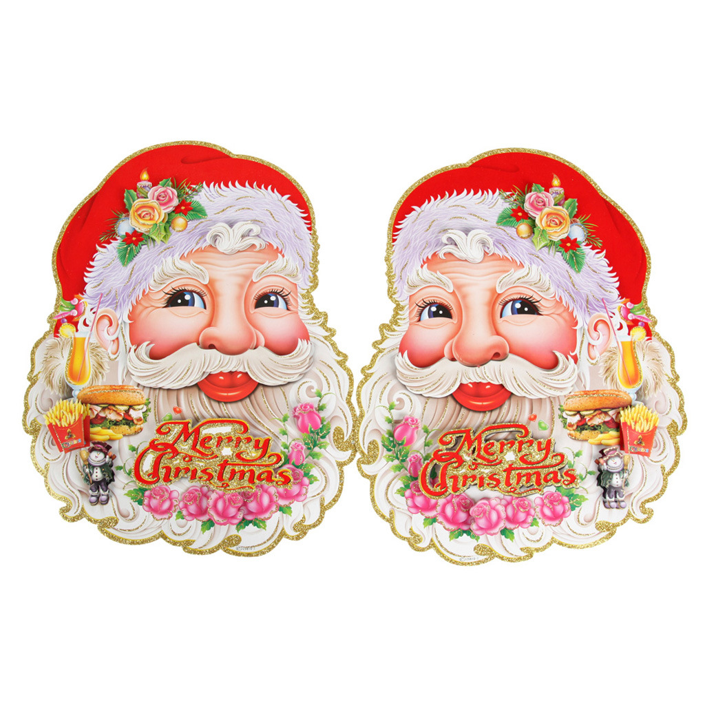 圣诞老人墙贴贴纸门贴圣诞节装饰1对2个