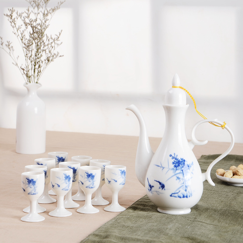 厂家供应陶瓷酒具套装 分酒器 酒盅酒具 白酒酒杯批发 可定制logo