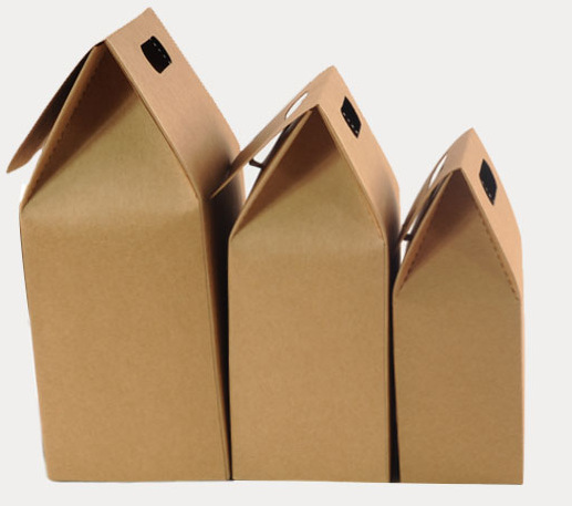 简易环保牛皮卡纸折叠包装盒生产定做手提式卡纸盒板栗大枣干货.