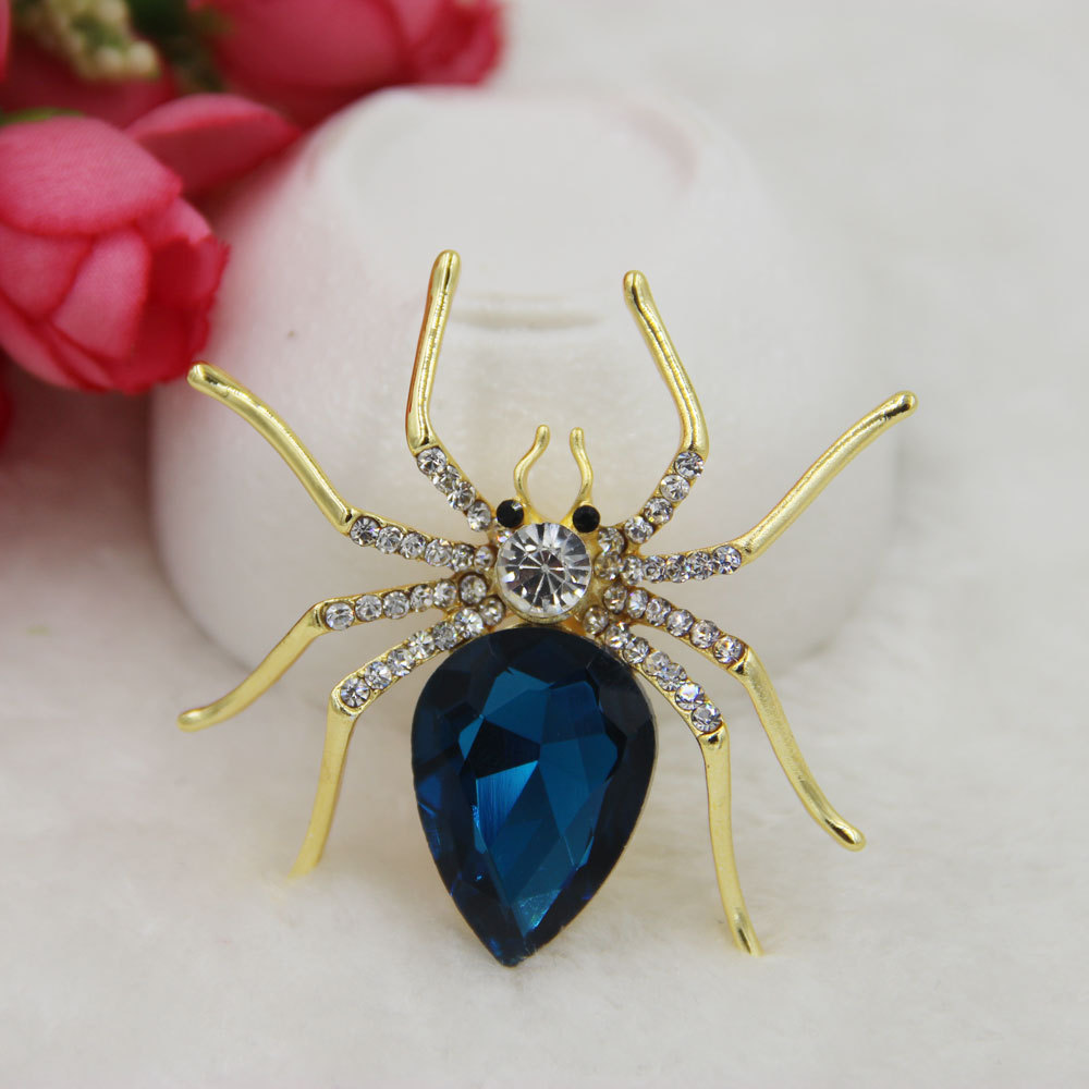 韩版高档时尚胸针饰品衣饰闪亮水晶镶钻蜘蛛动物胸针