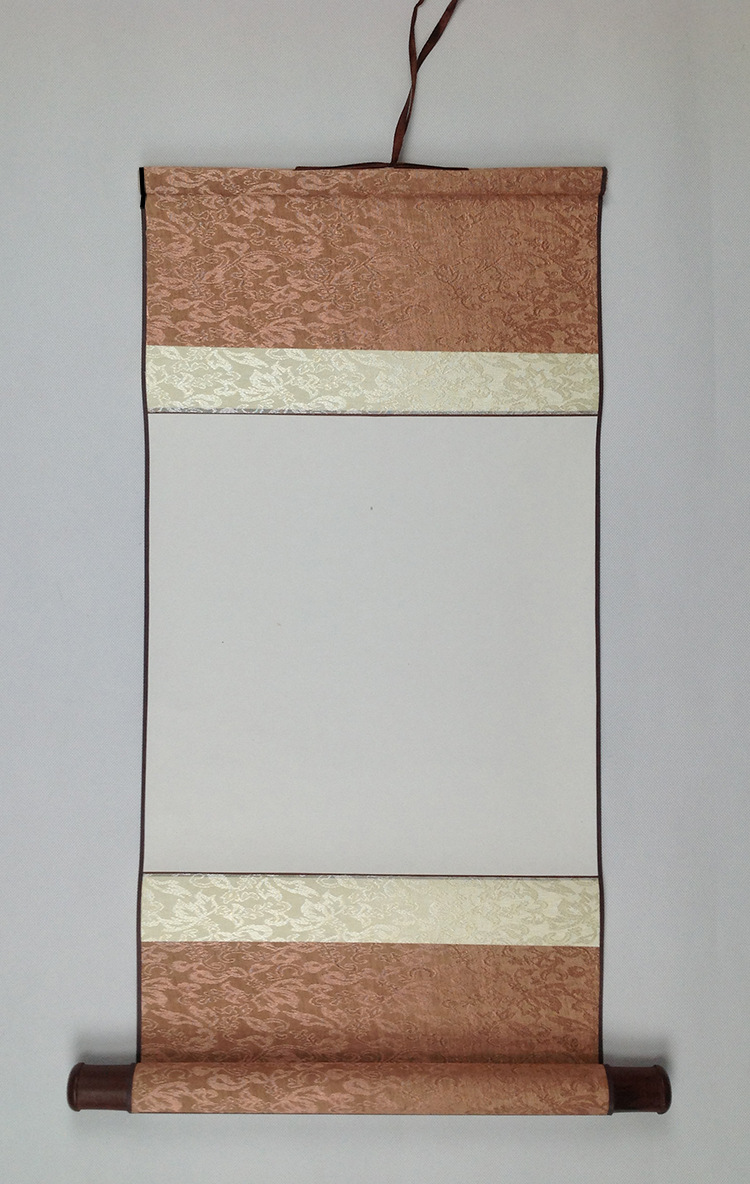 一尺小品空白挂轴卷轴书画生宣纸画轴立轴全绫布装裱厂家直销