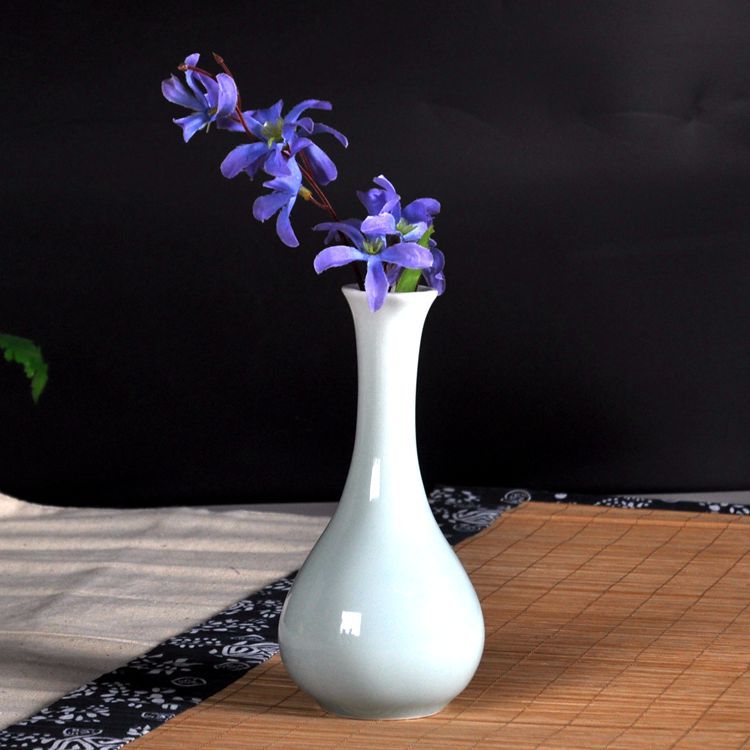 青花瓷花插 手工手绘古典小花瓶 手绘荷花青瓷工艺品桌面摆件