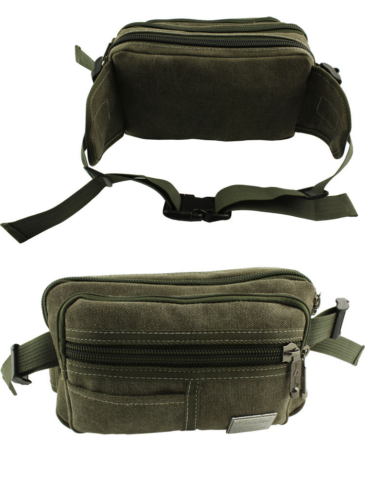 经典男士帆布腰包 简洁实用耐磨 时尚户外