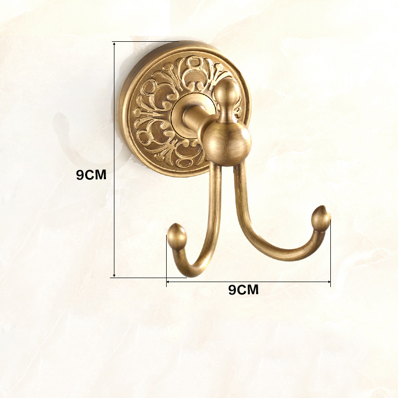 仿古衣钩 挂钩 衣帽钩 全铜雕花双钩 卫浴五金挂件 加厚型
