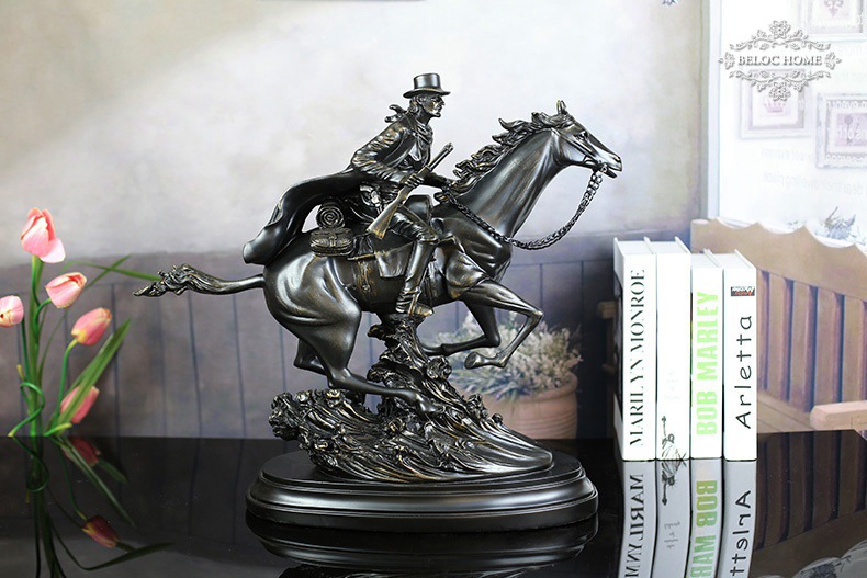 树脂工艺品 欧美复古家居装饰品 仿铜西部牛仔 雕塑摆件 商务礼品