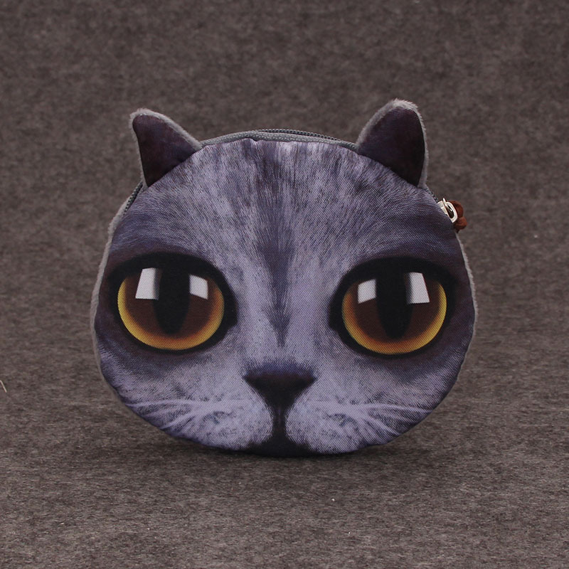 批发 个性创意卡通可爱 3d猫咪猫头猫脸表情 喵星人零钱包硬币包