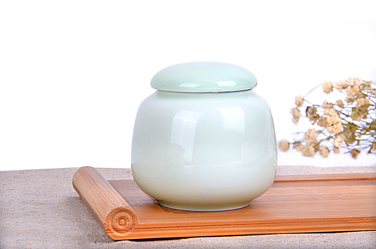 小号青瓷茶叶罐迷你茶叶陶瓷密封包装罐储茶罐香粉罐茶具配件