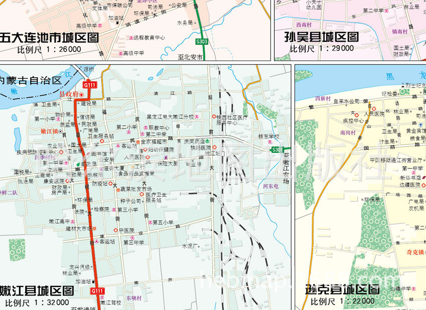 黑龙江省 黑河市地图 行政区划 街区图片