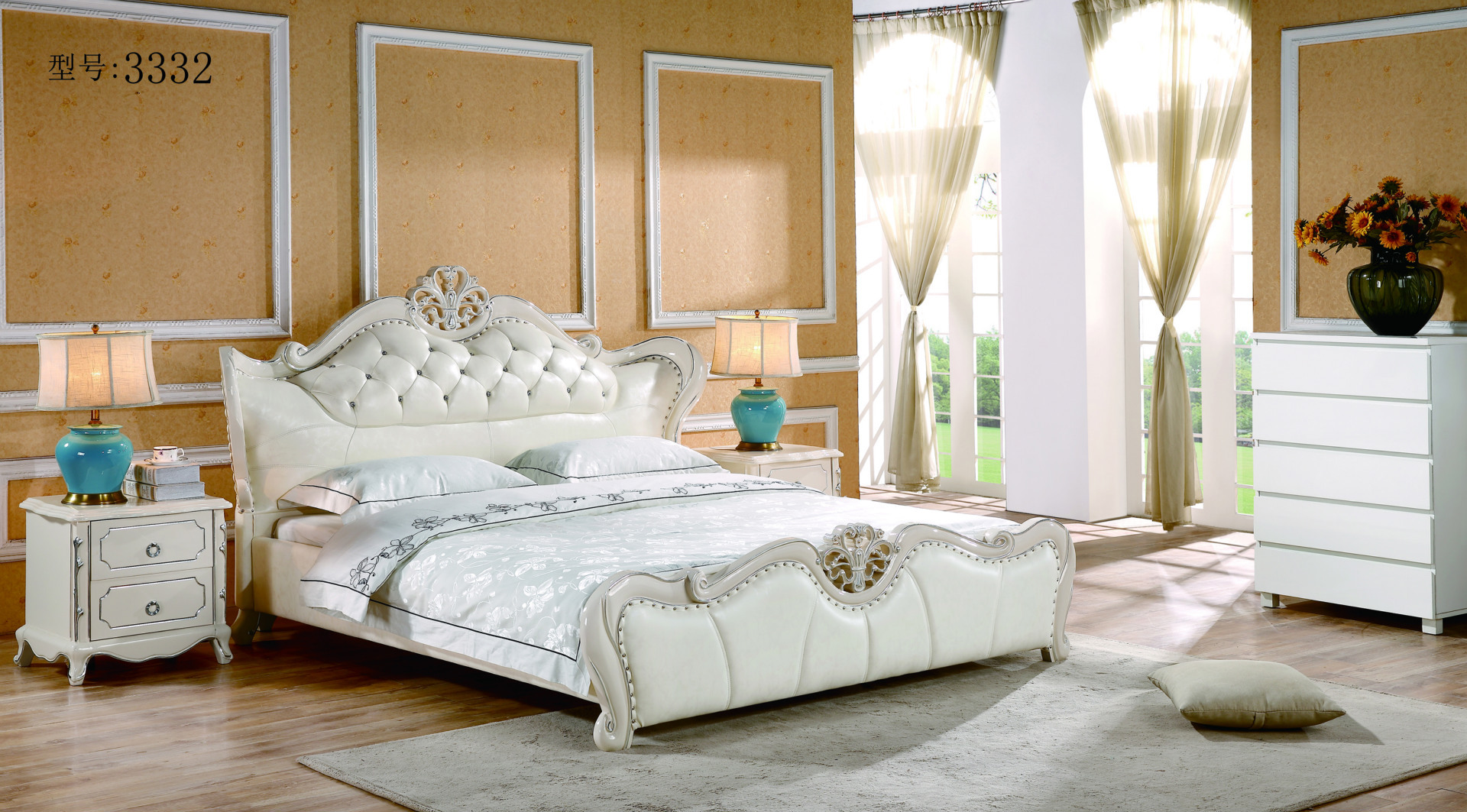 供应顺德家具**批发现代欧式**实木1.8米双人软床 婚床