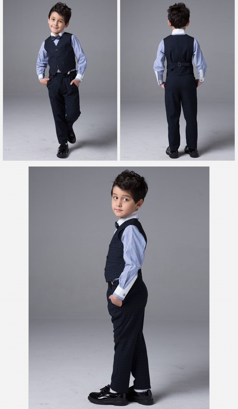 儿童花童礼服钢琴演出服装男童马甲衬衫套装