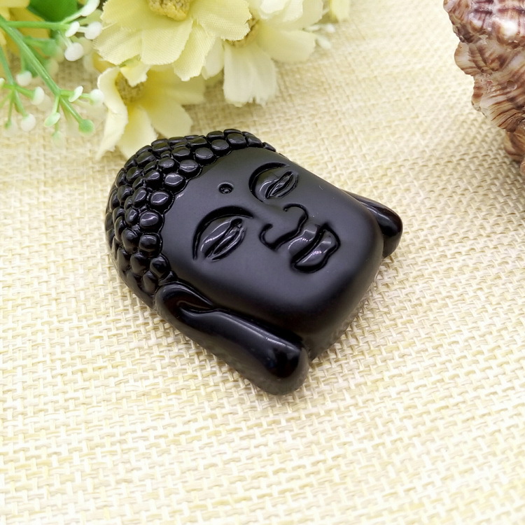 厂家直供天然水晶黑曜石磨砂释迦摩尼玉坠玉佛吊坠批发黑曜石