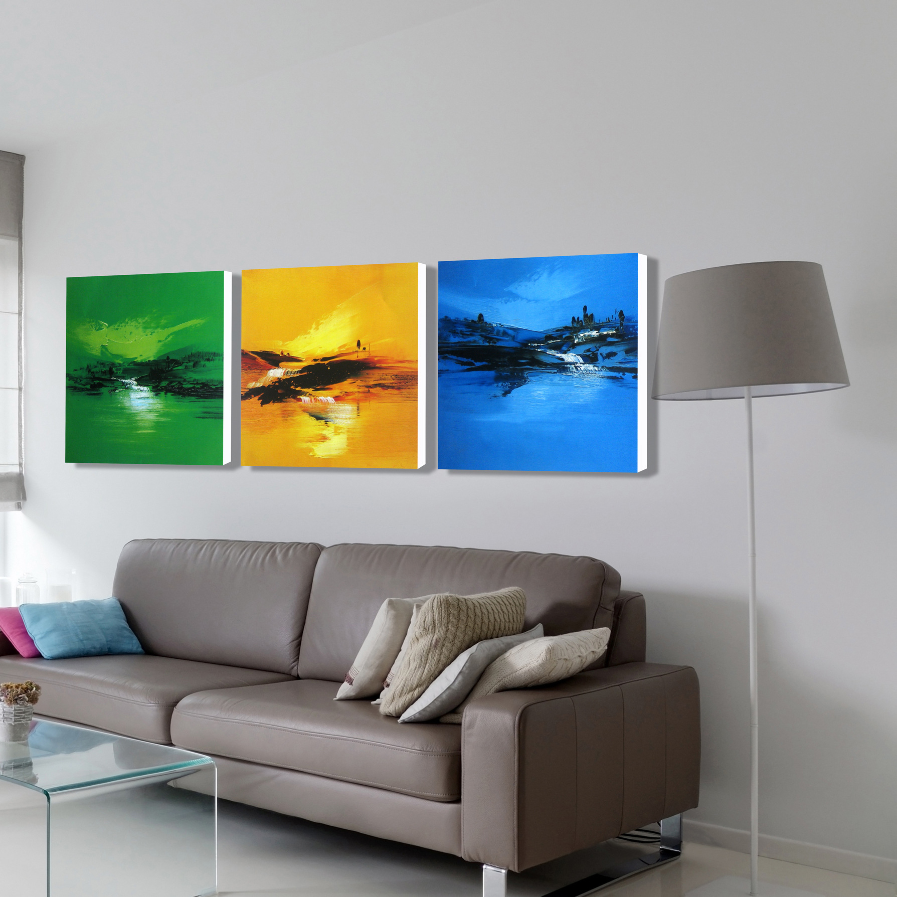 风油画风格抽象三联无框画 客厅卧室西餐厅酒店装饰挂画厂家直销
