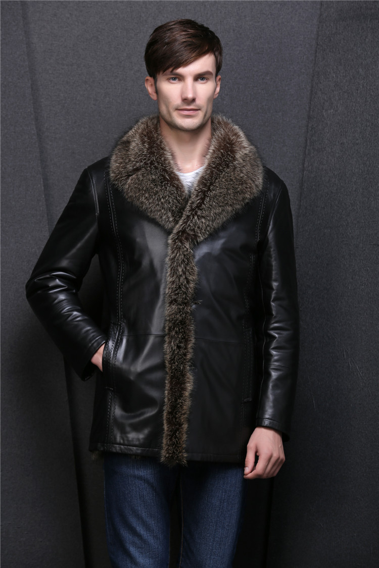 赛利莱2016秋冬新品绵羊皮皮衣男 皮毛一体中年男式皮衣批发