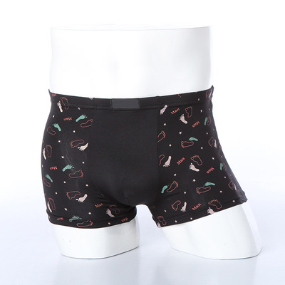 2812#牛奶丝男士平角内裤 印花脚印图男士内裤2xl男平角裤批发