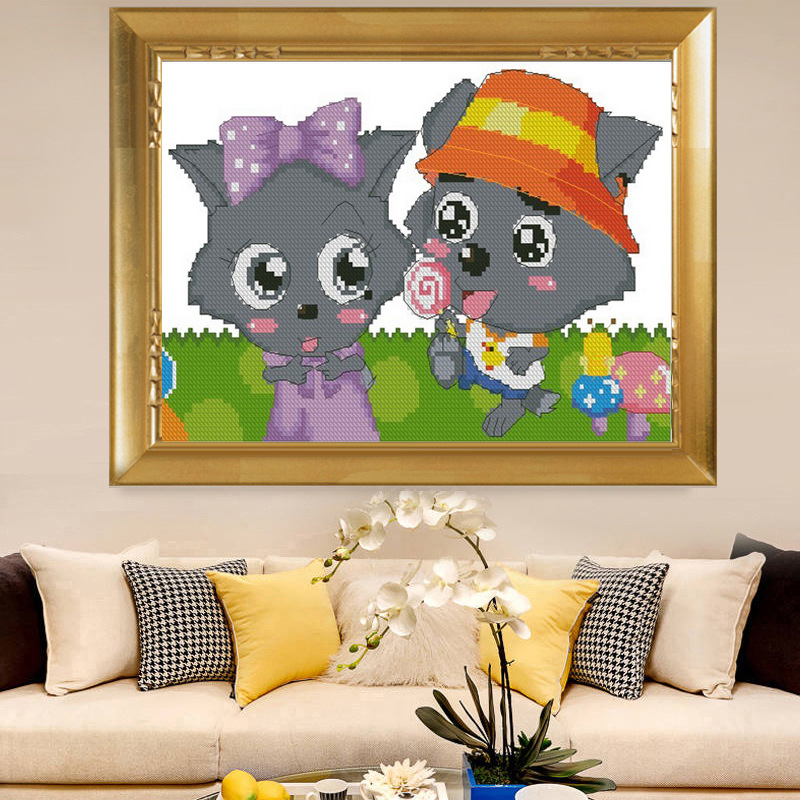 闪一点diy钻石画十字绣小灰灰与小红红厂