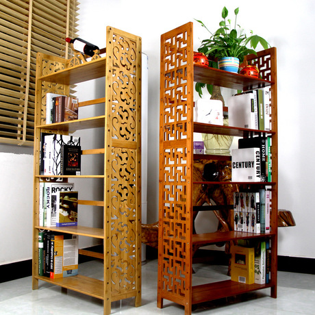实木书柜_包邮仿古雕刻书架置物架学生实木书柜cd架落地特价 - 阿里巴