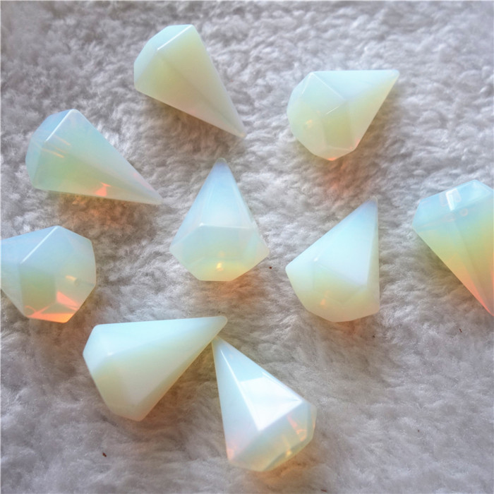 合成蛋白石六面锥形灵摆diy饰品配件22x30