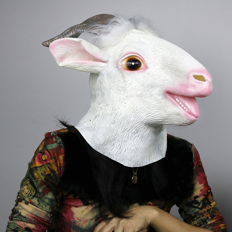 现货供应舞会演出面具 羊头套面具 动物头套面具 羊头面具