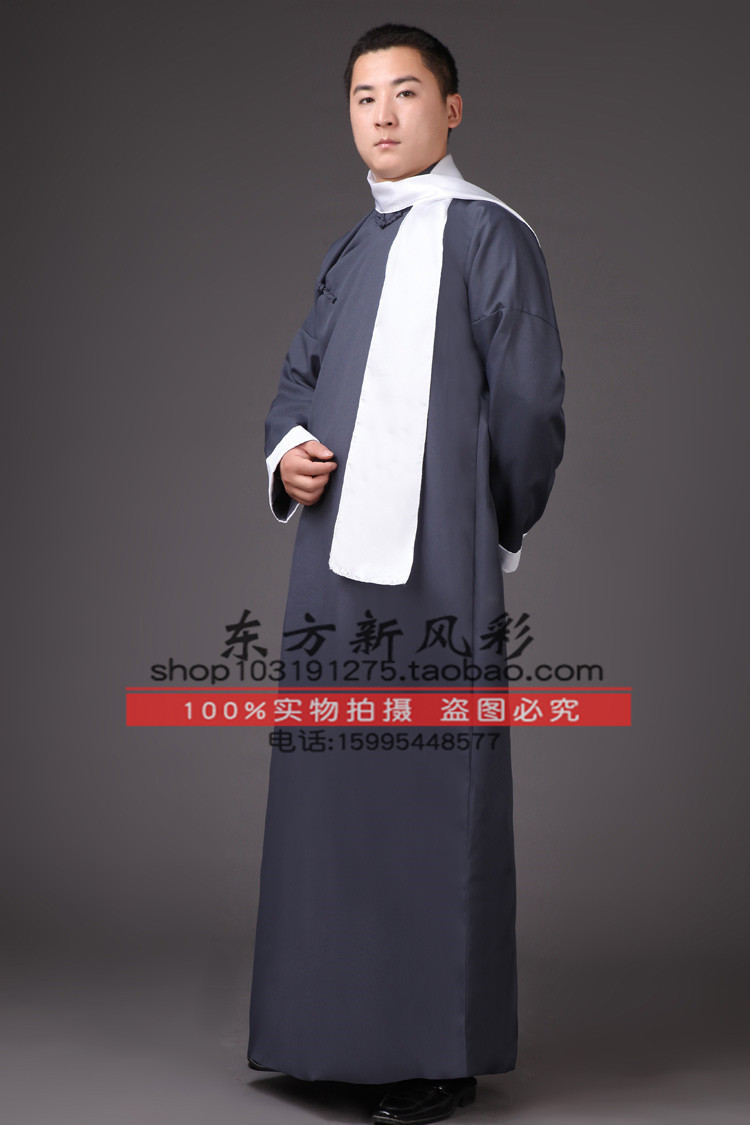 民国风五四青年学生装长衫长袍马褂相声大褂中式汉服男古装演出服