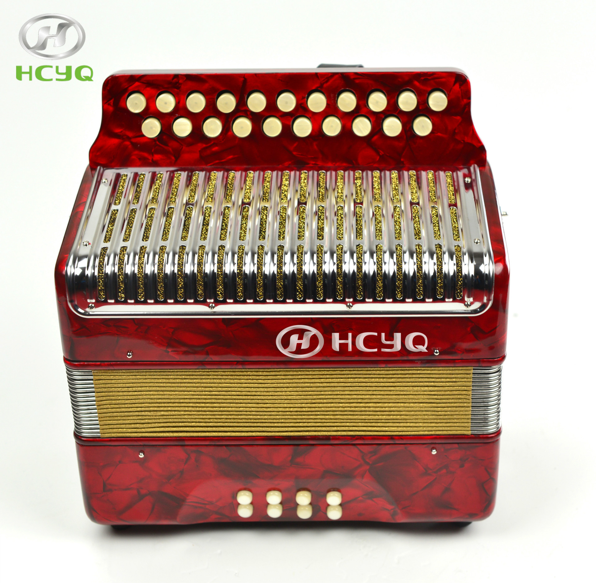 hcyq 21键8贝司高档手风琴,工厂直销 纽扣式入门级8bass手风琴