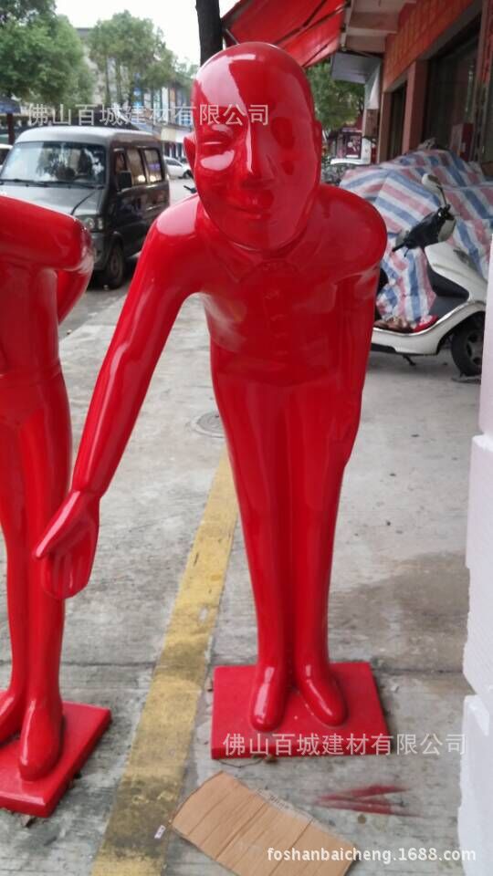 一件代发弯腰鞠躬笑脸人玻璃钢迎宾人物雕塑酒店大堂ktv摆件雕像