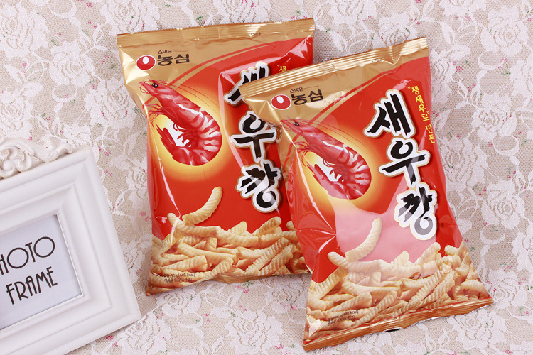 韩国进口食品 农心原味虾条90克休闲膨化零食20袋/箱