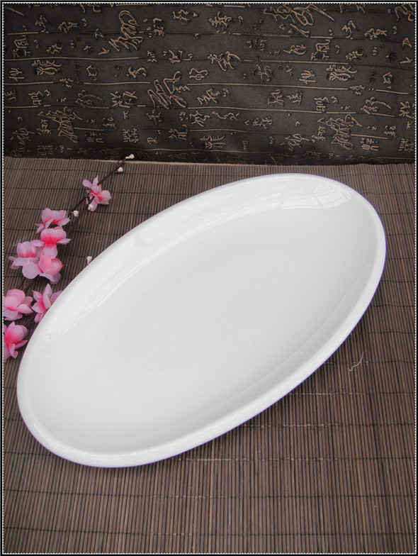 厚边盘子陶瓷餐盘直销酒店餐厅厚边鱼盘白色厨房餐具椭圆盘