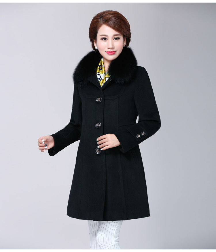 特价秋冬季时装款单排扣羊毛呢大衣女装呢子大毛领风衣外套妈妈装