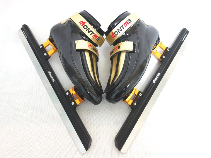 法国MONTMA\/蒙特马短道 男女冰刀鞋 成人速滑冰鞋 儿童冰刀 黑管