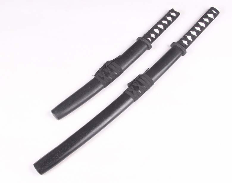 玩具刀剑 木制 日本武士刀两把一套套刀 仿真东洋木刀 套刀 批发