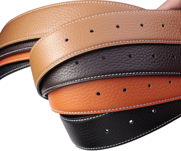 3.8高档平滑扣皮带身真皮腰带头层牛皮双面原版皮爱大品牌板扣图片_23