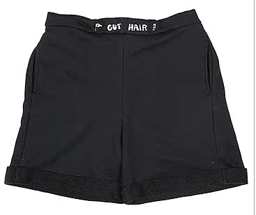 日系软妹童趣理发师系列女款黑色毛圈面料前腰刺绣抽绳短裤