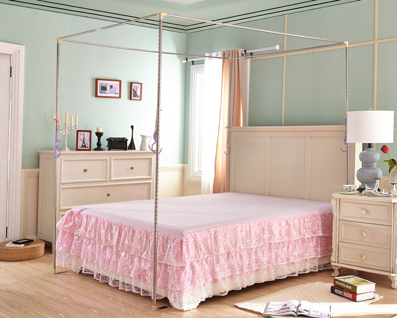 宫廷蚊帐支架 不锈铁不锈钢架子 三开门方-蚊帐,床幔