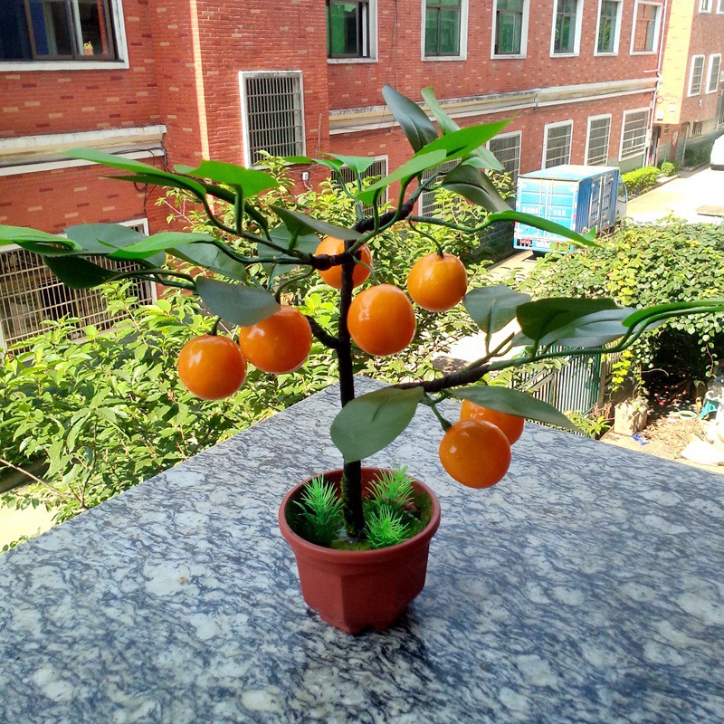 批发仿真金桔树苹果桔子水果盆景树假水果盆栽家居微观装饰摆设