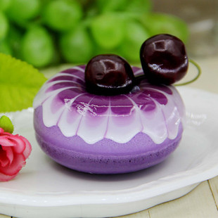 仿真紫色甜甜圈樱桃糕点点心模型婚礼装饰摆盘道具橱柜家居装饰品