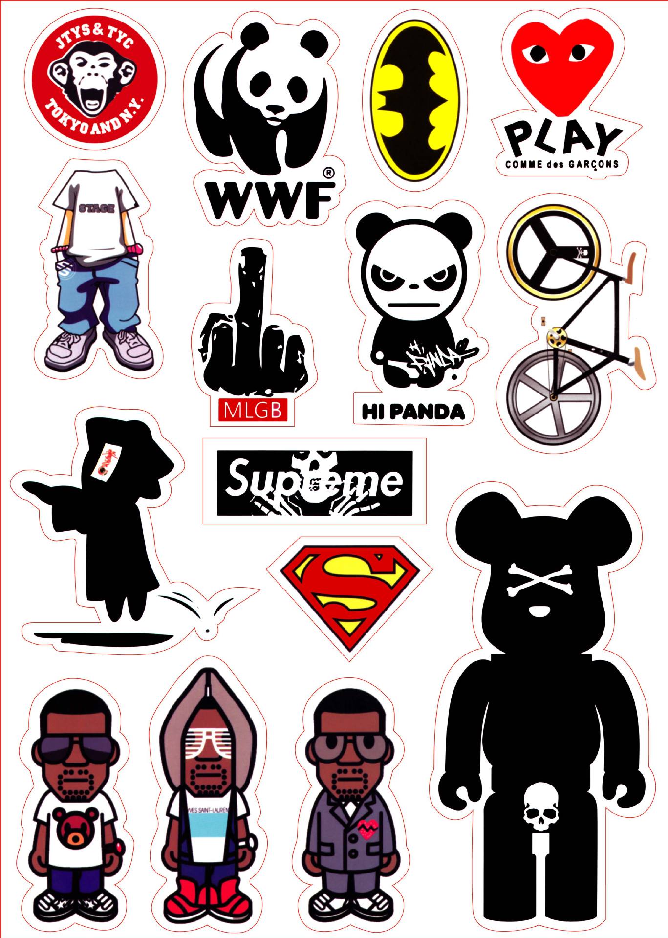 a4 汽i车贴纸潮流品牌单板贴纸滑板贴纸潮牌笔记本贴纸防水贴纸