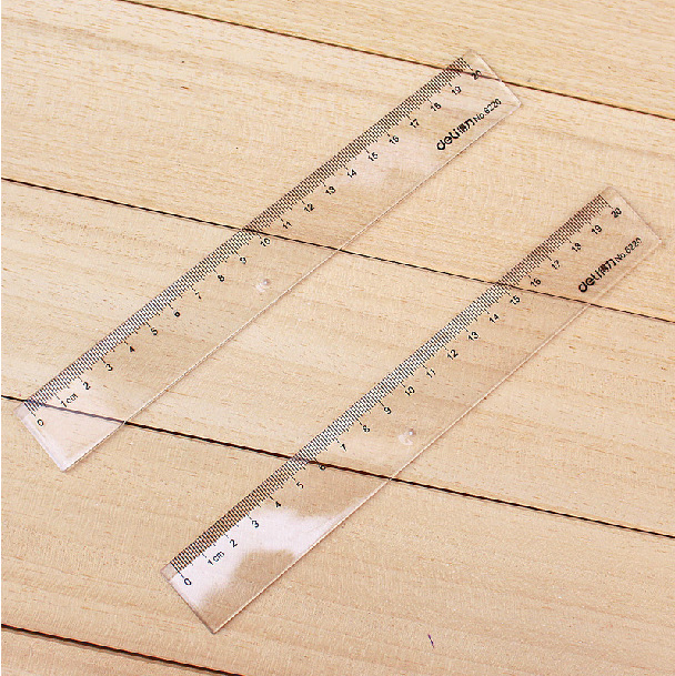 正品得力6220 20cm透明直尺办公学生用品绘图测量多功能尺可定制