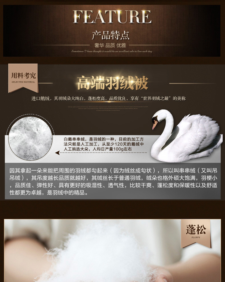 羽绒被批发奢华真丝大提花鹅绒被95白鹅绒