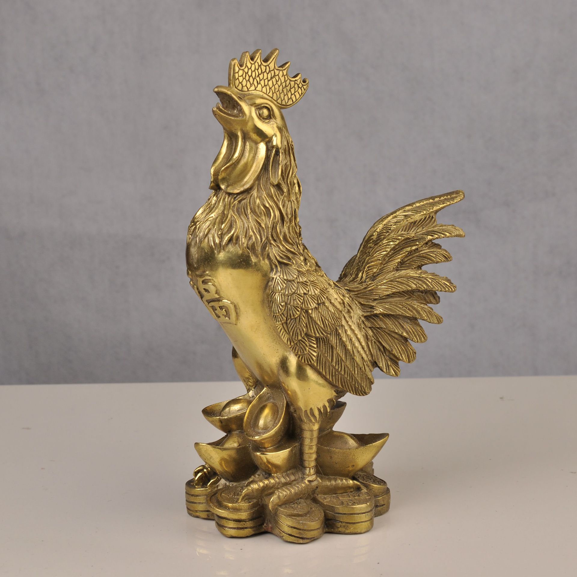 铜鸡摆件纯铜元宝鸡大福鸡十二生肖金属工艺品风水家居装批发